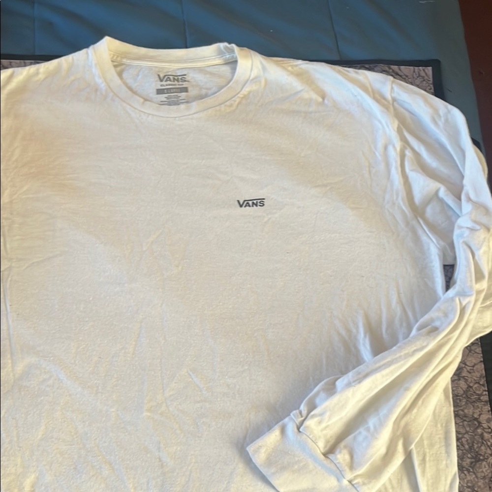 Vans White Long Sleeve Tee Essential Crew Neck